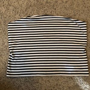 Black and white strapless, crop top